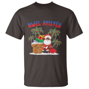 Funny Haitian Christmas T Shirt Nwel Ayisen Creole Santa Palm Tree TS09 Dark Chocolate Print Your Wear