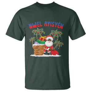 Funny Haitian Christmas T Shirt Nwel Ayisen Creole Santa Palm Tree TS09 Dark Forest Green Print Your Wear