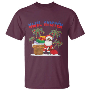 Funny Haitian Christmas T Shirt Nwel Ayisen Creole Santa Palm Tree TS09 Maroon Print Your Wear