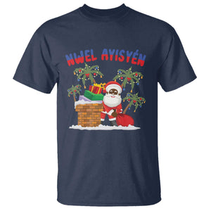 Funny Haitian Christmas T Shirt Nwel Ayisen Creole Santa Palm Tree TS09 Navy Print Your Wear