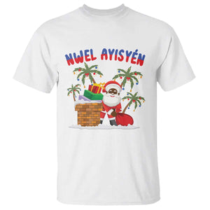 Funny Haitian Christmas T Shirt Nwel Ayisen Creole Santa Palm Tree TS09 White Print Your Wear