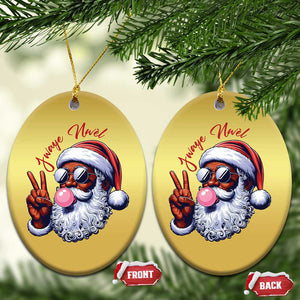 Funny Haitian Xmas Christmas Ornament Jwaye Nwel Creole Cute Black Santa TS09 Oval Gold Print Your Wear