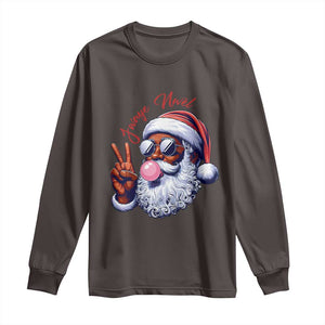 Funny Haitian Christmas Long Sleeve Shirt Jwaye Nwel Creole Cute Black Santa TS09 Dark Chocolate Print Your Wear