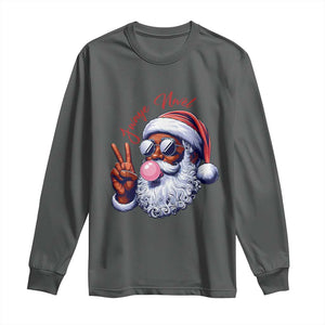 Funny Haitian Christmas Long Sleeve Shirt Jwaye Nwel Creole Cute Black Santa TS09 Dark Heather Print Your Wear