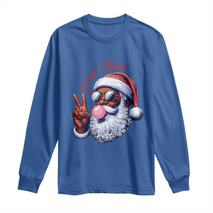 Funny Haitian Christmas Long Sleeve Shirt Jwaye Nwel Creole Cute Black Santa TS09 Royal Blue Print Your Wear