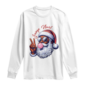 Funny Haitian Christmas Long Sleeve Shirt Jwaye Nwel Creole Cute Black Santa TS09 White Print Your Wear