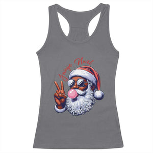 Funny Haitian Christmas Racerback Tank Top Jwaye Nwel Creole Cute Black Santa TS09 Charcoal Print Your Wear