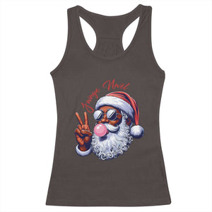 Funny Haitian Christmas Racerback Tank Top Jwaye Nwel Creole Cute Black Santa TS09 Dark Chocolate Print Your Wear