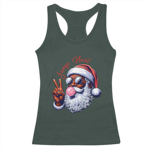 Funny Haitian Christmas Racerback Tank Top Jwaye Nwel Creole Cute Black Santa TS09 Dark Forest Green Print Your Wear