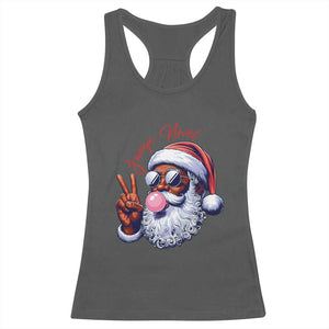 Funny Haitian Christmas Racerback Tank Top Jwaye Nwel Creole Cute Black Santa TS09 Dark Heather Print Your Wear