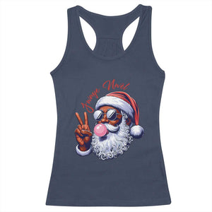 Funny Haitian Christmas Racerback Tank Top Jwaye Nwel Creole Cute Black Santa TS09 Navy Print Your Wear