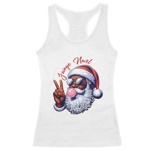 Funny Haitian Christmas Racerback Tank Top Jwaye Nwel Creole Cute Black Santa TS09 White Print Your Wear