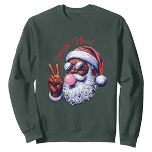 Funny Haitian Christmas Sweatshirt Jwaye Nwel Creole Cute Black Santa TS09 Dark Forest Green Print Your Wear