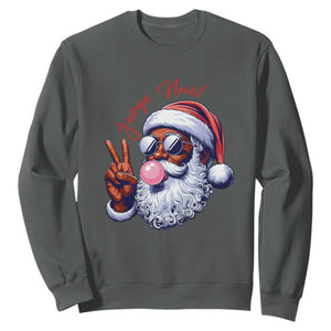 Funny Haitian Christmas Sweatshirt Jwaye Nwel Creole Cute Black Santa TS09 Dark Heather Print Your Wear