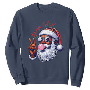 Funny Haitian Christmas Sweatshirt Jwaye Nwel Creole Cute Black Santa TS09 Navy Print Your Wear