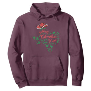 Merry Christmas Y'All Texas Hoodie TS09 Maroon Print Your Wear