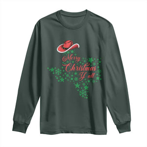 Merry Christmas Y'All Texas Long Sleeve Shirt TS09 Dark Forest Green Print Your Wear