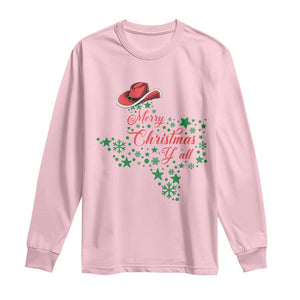 Merry Christmas Y'All Texas Long Sleeve Shirt TS09 Light Pink Print Your Wear