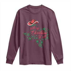 Merry Christmas Y'All Texas Long Sleeve Shirt TS09 Maroon Print Your Wear