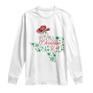 Merry Christmas Y'All Texas Long Sleeve Shirt TS09 White Print Your Wear