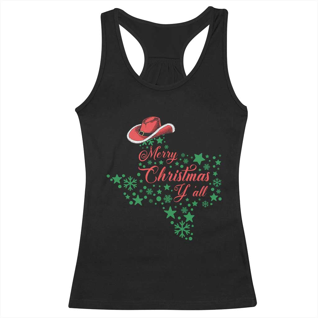 Merry Christmas Y'All Texas Racerback Tank Top TS09 Black Print Your Wear