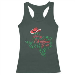 Merry Christmas Y'All Texas Racerback Tank Top TS09 Dark Forest Green Print Your Wear