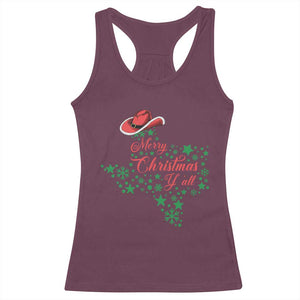 Merry Christmas Y'All Texas Racerback Tank Top TS09 Maroon Print Your Wear