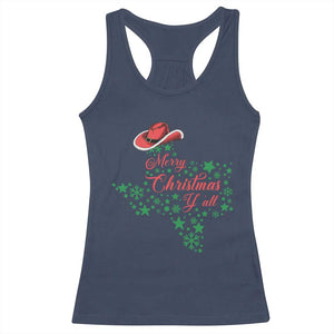 Merry Christmas Y'All Texas Racerback Tank Top TS09 Navy Print Your Wear