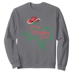 Merry Christmas Y'All Texas Sweatshirt TS09 Charcoal Print Your Wear