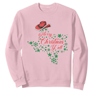 Merry Christmas Y'All Texas Sweatshirt TS09 Light Pink Print Your Wear