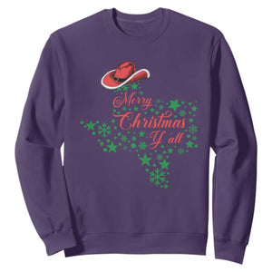 Merry Christmas Y'All Texas Sweatshirt TS09 Purple Print Your Wear