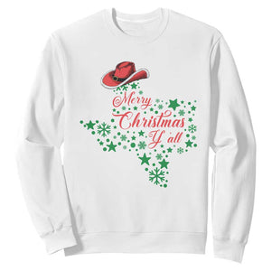 Merry Christmas Y'All Texas Sweatshirt TS09 White Print Your Wear