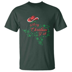 Merry Christmas Y'All Texas T Shirt TS09 Dark Forest Green Print Your Wear