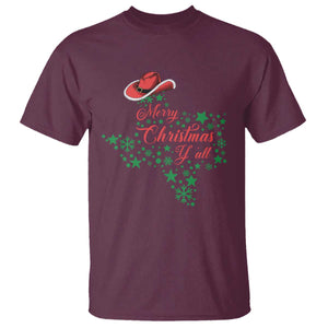 Merry Christmas Y'All Texas T Shirt TS09 Maroon Print Your Wear