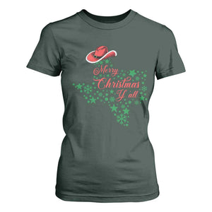 Merry Christmas Y'All Texas T Shirt For Women TS09 Dark Forest Green Print Your Wear