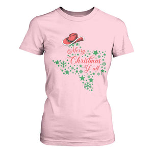 Merry Christmas Y'All Texas T Shirt For Women TS09 Light Pink Print Your Wear