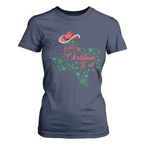 Merry Christmas Y'All Texas T Shirt For Women TS09 Navy Print Your Wear