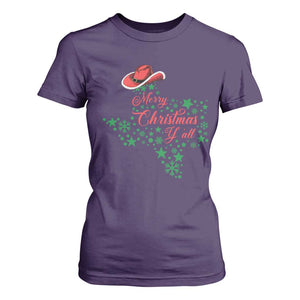 Merry Christmas Y'All Texas T Shirt For Women TS09 Purple Print Your Wear