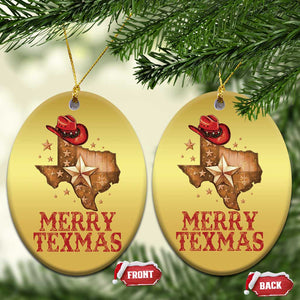 Xmas In Texas Christmas Ornament Merry Texmas Santa Cowboy Hat TS09 Oval Gold Print Your Wear