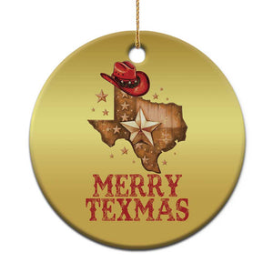 Xmas In Texas Christmas Ornament Merry Texmas Santa Cowboy Hat TS09 Print Your Wear