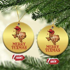 Xmas In Texas Christmas Ornament Merry Texmas Santa Cowboy Hat TS09 Circle Gold Print Your Wear