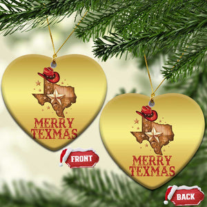 Xmas In Texas Christmas Ornament Merry Texmas Santa Cowboy Hat TS09 Heart Gold Print Your Wear