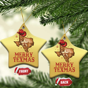 Xmas In Texas Christmas Ornament Merry Texmas Santa Cowboy Hat TS09 Star Gold Print Your Wear