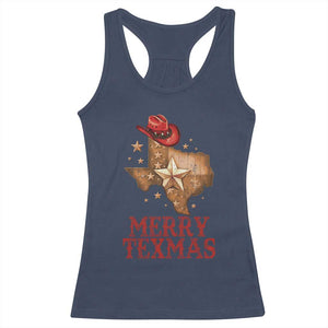 Christmas In Texas Racerback Tank Top Merry Texmas Santa Cowboy Hat TS09 Navy Print Your Wear