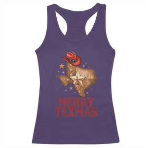 Christmas In Texas Racerback Tank Top Merry Texmas Santa Cowboy Hat TS09 Purple Print Your Wear