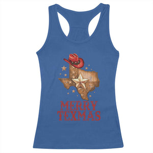 Christmas In Texas Racerback Tank Top Merry Texmas Santa Cowboy Hat TS09 Royal Blue Print Your Wear