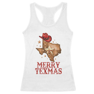 Christmas In Texas Racerback Tank Top Merry Texmas Santa Cowboy Hat TS09 White Print Your Wear