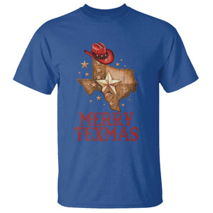 Christmas In Texas T Shirt Merry Texmas Santa Cowboy Hat TS09 Royal Blue Print Your Wear