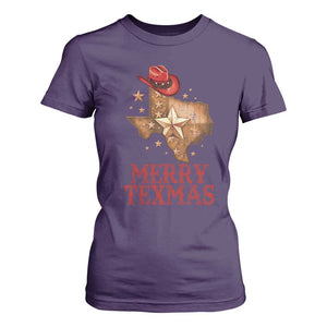 Christmas In Texas T Shirt For Women Merry Texmas Santa Cowboy Hat TS09 Purple Print Your Wear