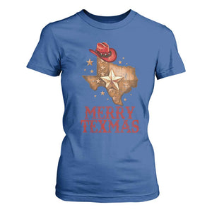 Christmas In Texas T Shirt For Women Merry Texmas Santa Cowboy Hat TS09 Royal Blue Print Your Wear